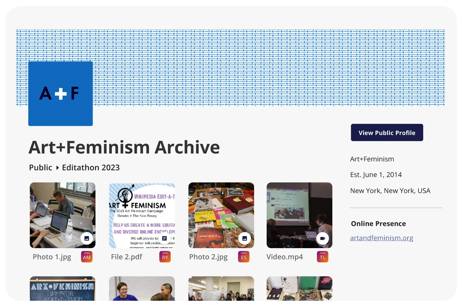 Art + Feminism public archive of files from an Edit-a-thon.
