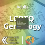 LGBTQ Genealogy on a rainbow background